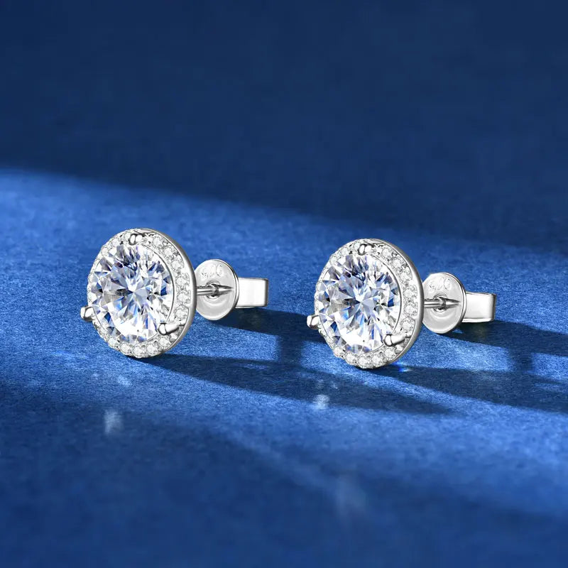 Lnngy Sparkling 5MM 6.5MM 8MM Certified Moissanite Earrings 925 Sterling Silver Round Stud Earring 2025 New Women Jewelry Gift