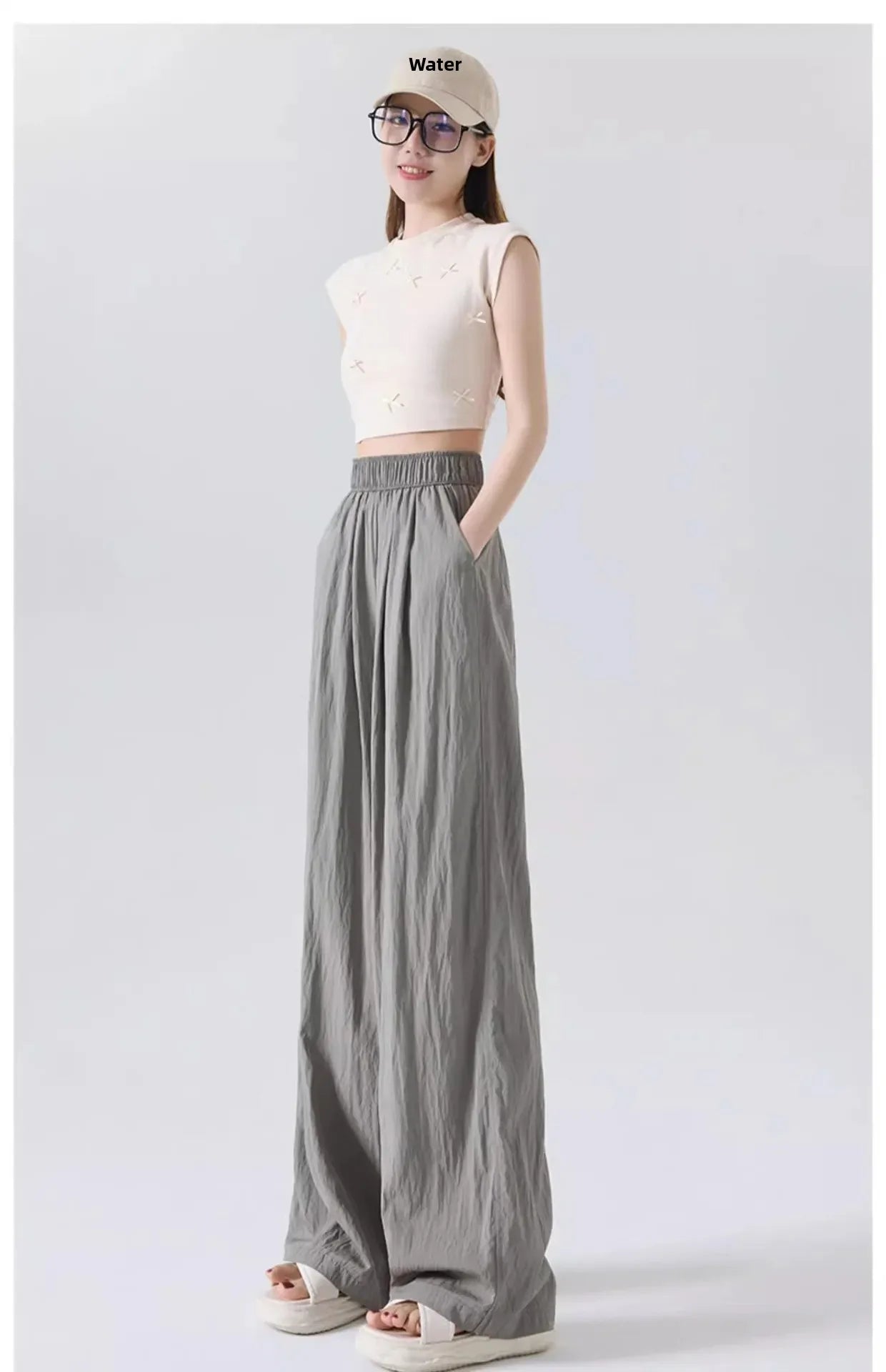 Ice Silk Wide Leg Pants Women's Summer Thin Drape Casual Japanese Lazy Style Long Straight Sumi Pants