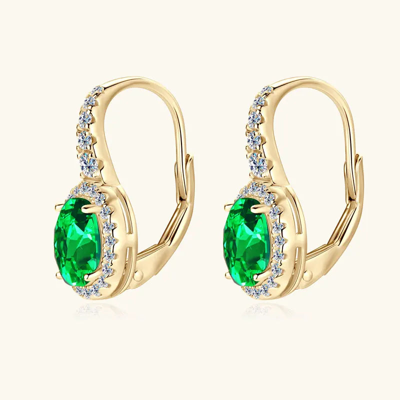 Lnngy Oval/Marqusie Cut Artificial Emerald Stud Earring for Women ohrringe silber 925 Sterling Silver Earring Daily Jewelry Gift