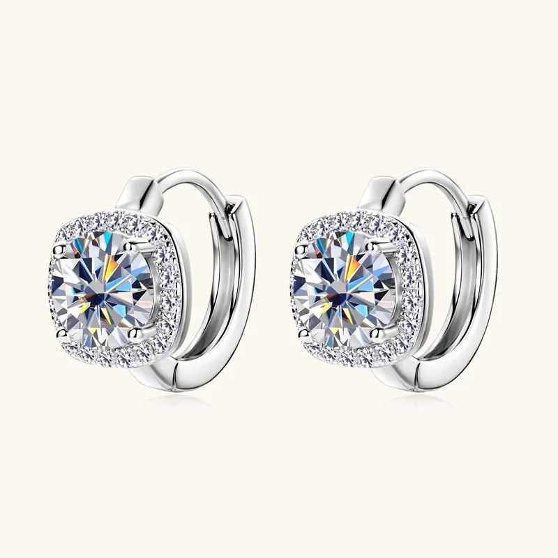 Lnngy 6.5mm Moissanite Earring With GRA Certificate 100% Real 925 Sterling Silver Hoop Earrings For Women Sparkling Jewelry Gift