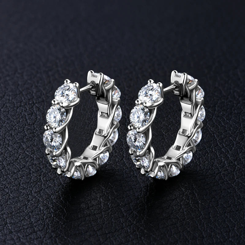 Lnngy Round Cut 4mm 0.3ct Moissanite Earring 925 Sterling Silver Hoop Earrings For Women zilveren oorbellen 925 zilver Jewelry