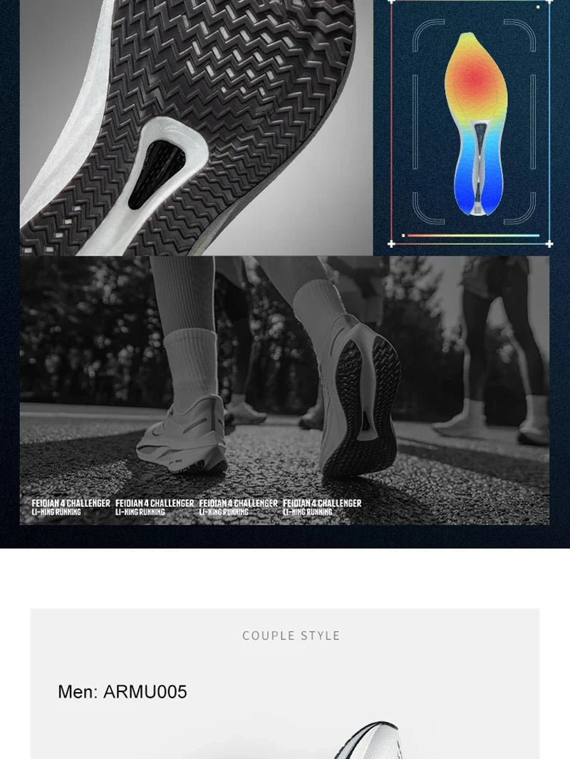 Li-Ning Men FEIDIAN 4 CHALLENGER Racing Running Shoes CARBON-FIBER PLATE BOOM Cushion Sport Shoes Breathable Sneakers ARMU005