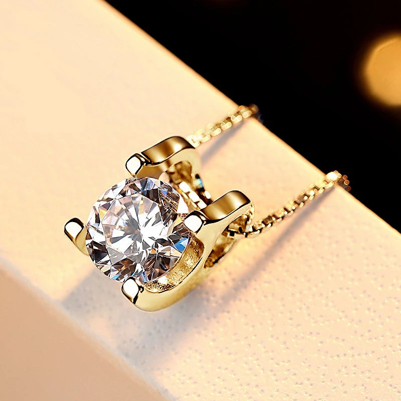 Lnngy 0.5ct-1ct Moissanite Pendant Necklace Earring For Women 925 Sterling Silver Stud Earrings Collares Mujer Bling Jewelry Set