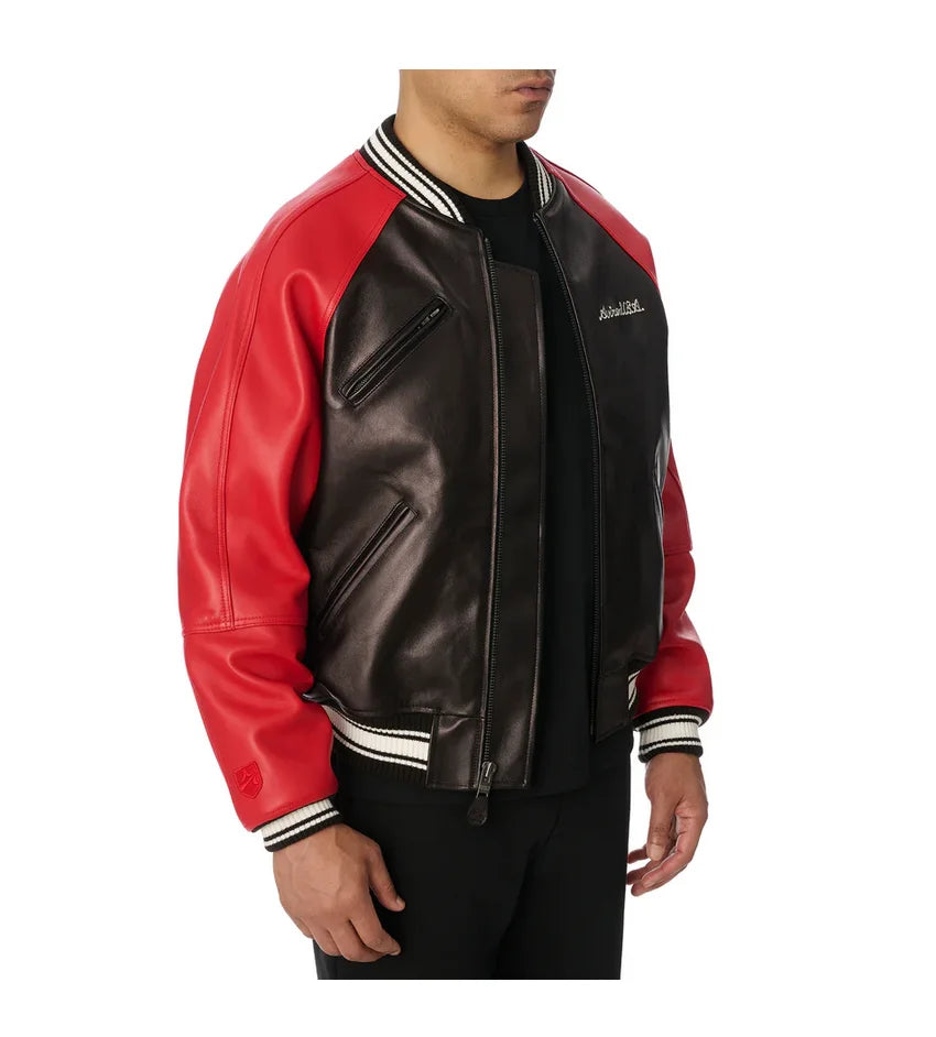 Avirex New Europe Antique Sheepskin Baseball 100% Genuine Leather Varsity Jacket Embroidered Logo Fashion US Size men's Coat Top