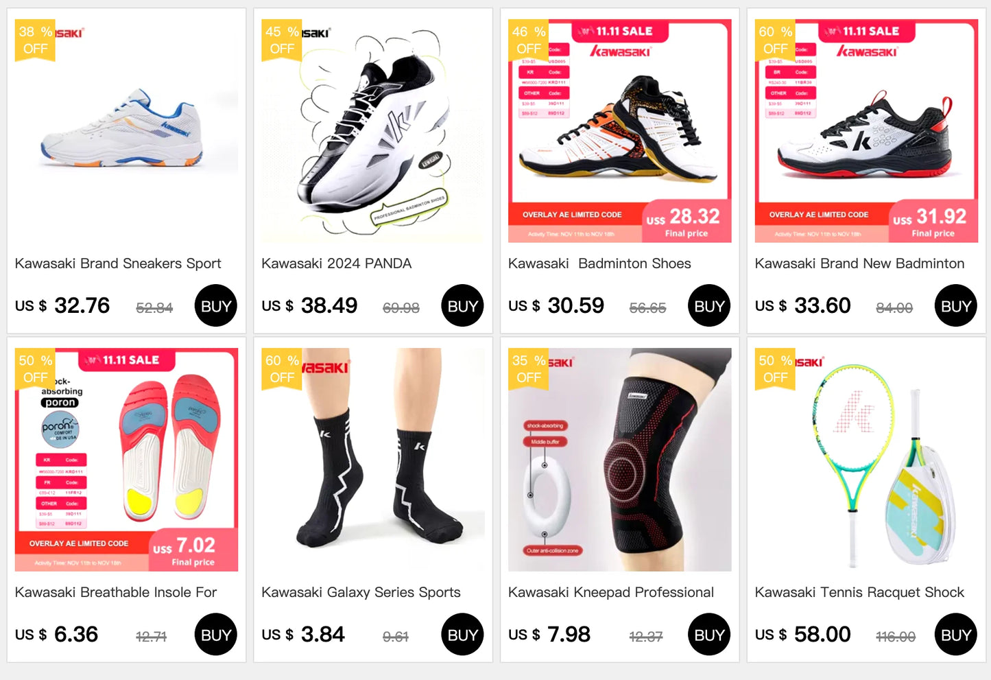 Kawasaki Badminton Shoes WIDE FEET FAVOR A3311 Sneakers Men Tennis Female Breathable Durable Sports Men's Sneaker Shoes