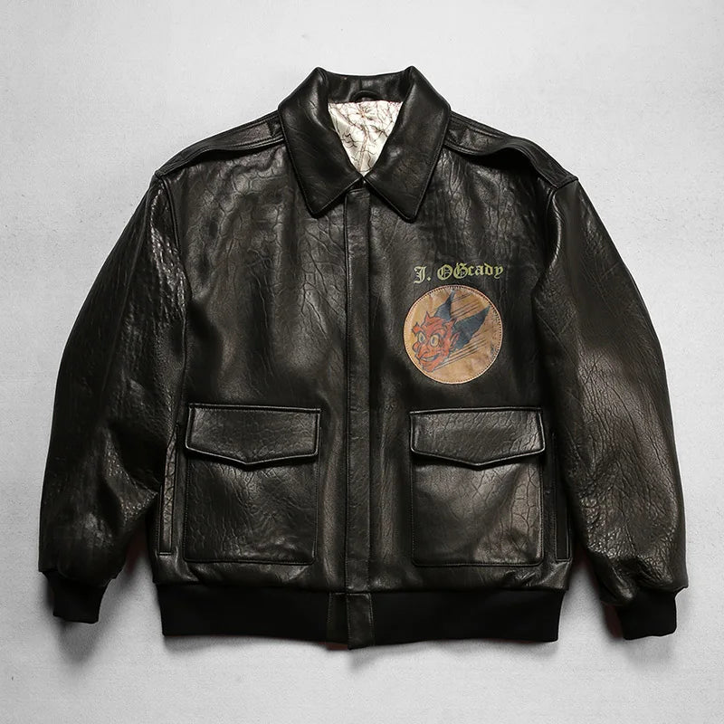 Saipan B29 Bomber Flight Suit Genuine Leather Jacket Men's New Zealand Sheepskin Fat Plus Size Bubble Leather Leather Coat tops