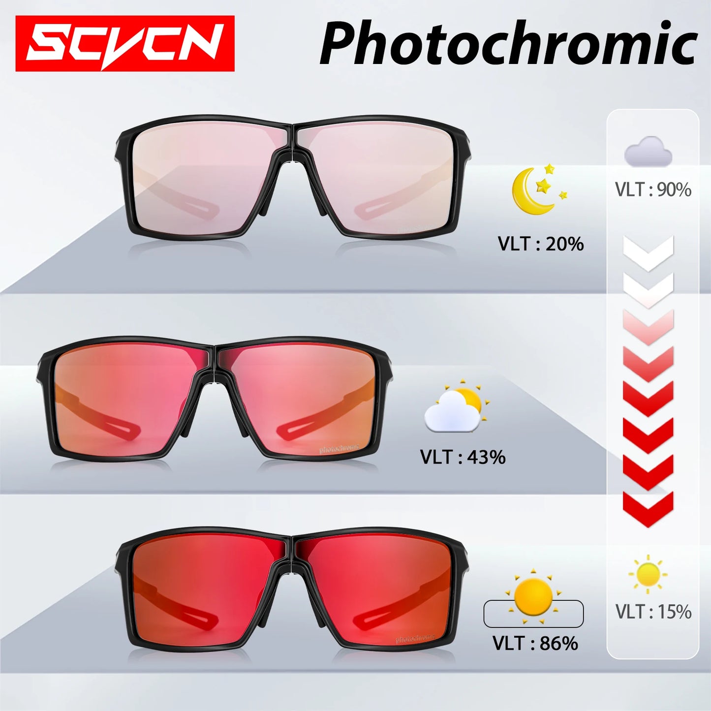 SCVCN Outdoor Photochromic Anti-fog Sunglasses Foldable Cycling Glasses UV400 Light Weight Bicycle Hiking Glasses Men Women New