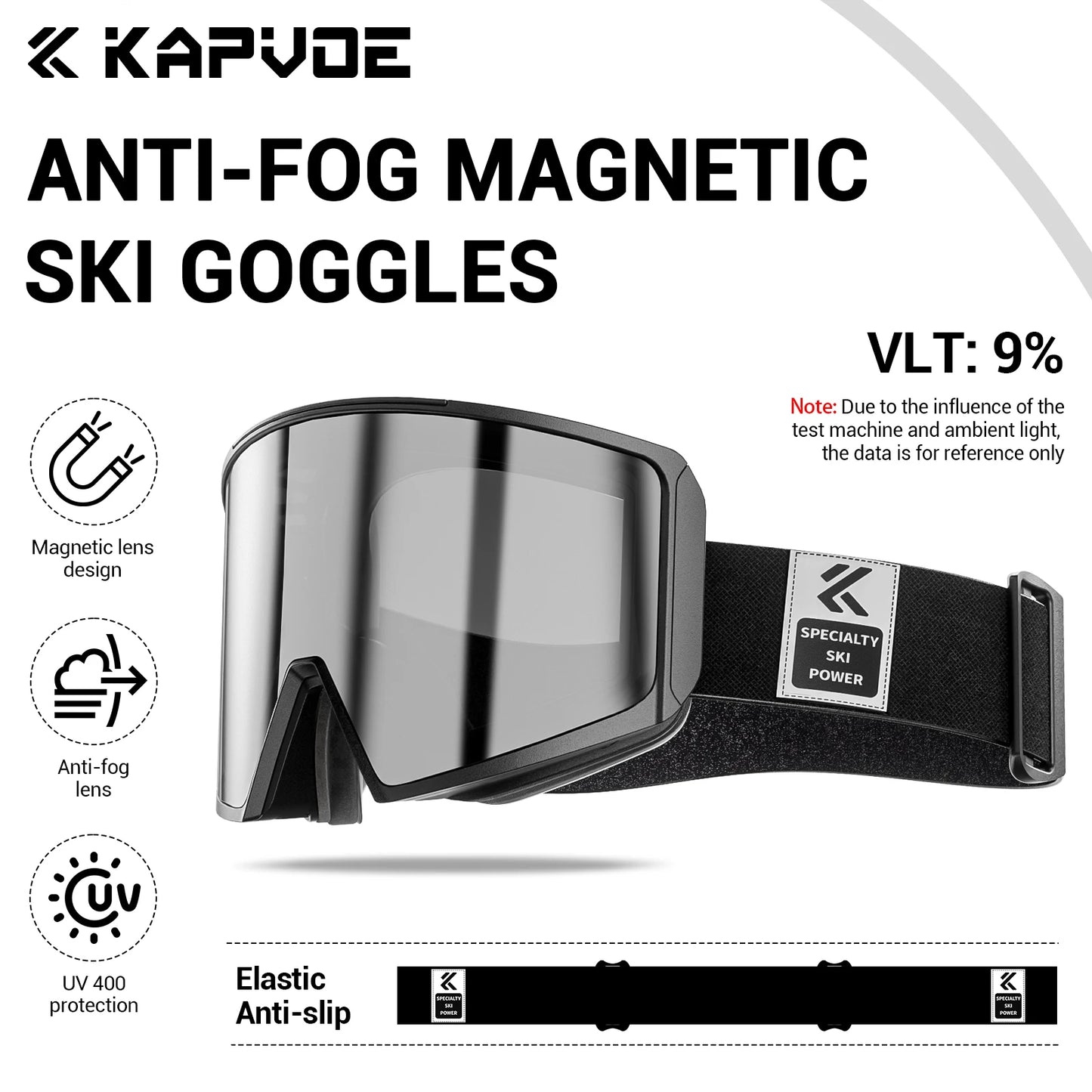 KAPVOE New Ski Snowboard Mask Goggle Men Women UV400 Protection Snow Glasses Magnetic Attraction Anti-Fog Skiing Goggles Adult