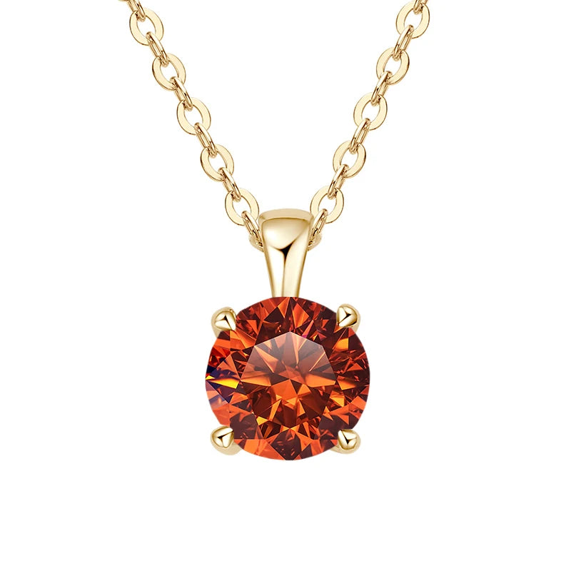 JoyceJelly Classic Four Prong 1ct Moissanite Necklace Women's 925 Sterling Silver Plated 18k Gold Pendant Luxury Fine Jewelry