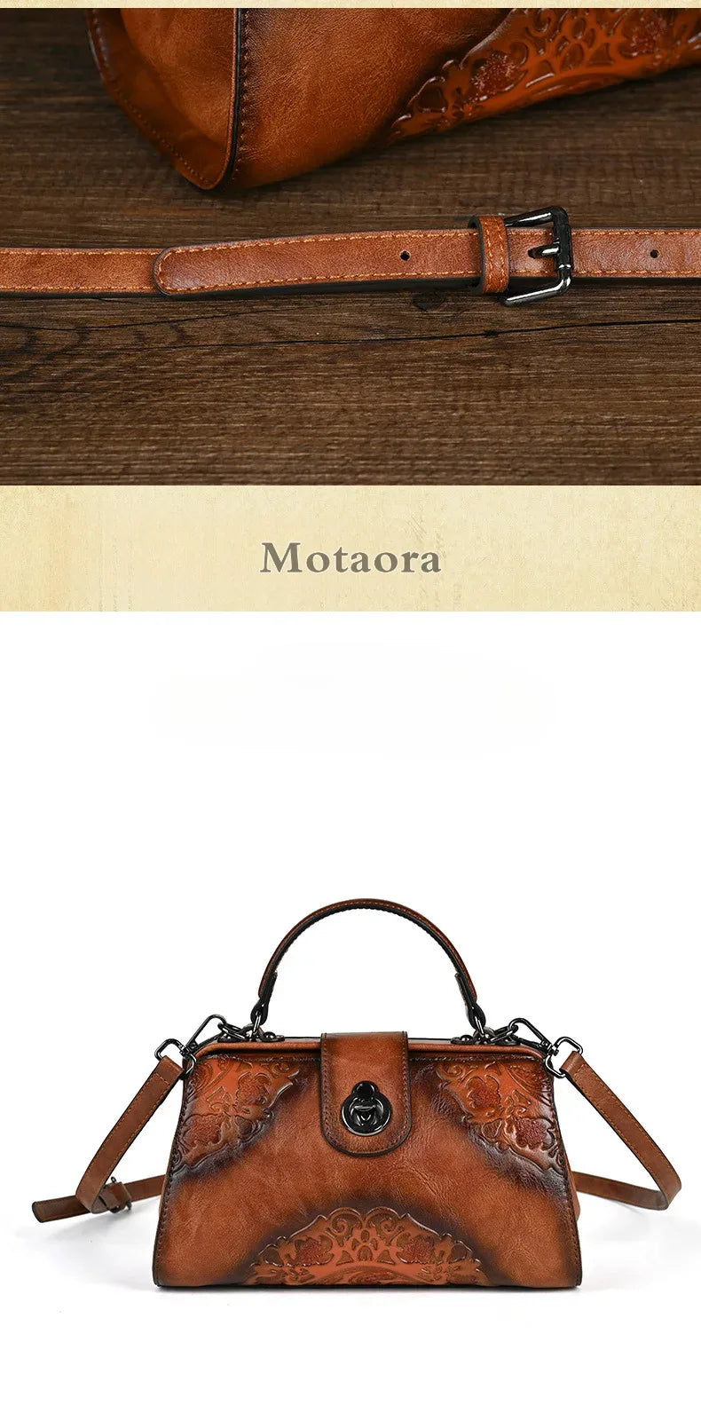 MOTAORA Vintage Embossed Handmade Designer Women's Leather Shoulder & Crossbody Bag Luxury Female Purse 2025 NEW