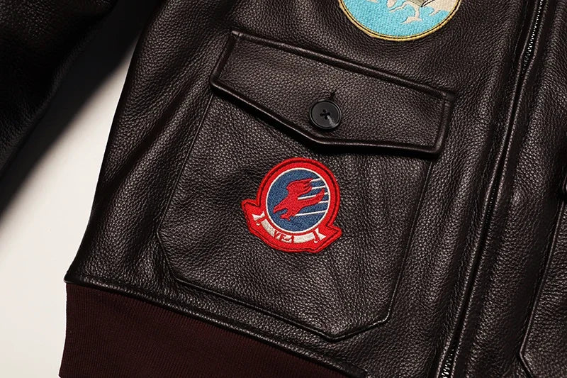 Men’s Military G1 Flight Jacket – Thick Quilted Cowhide Leather Winter Overcoat