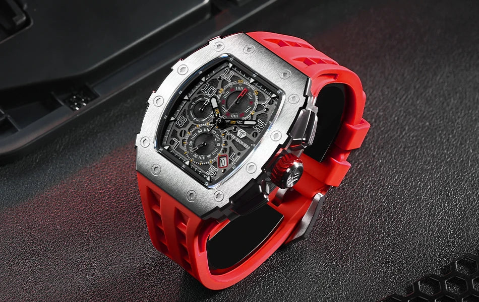 TSAR BOMBA New TB8204 Watch for Men Japan Quartz Chronograph 50M Waterproof Wristwatch Fashion Sport Clock Male Luxury Mens Gift