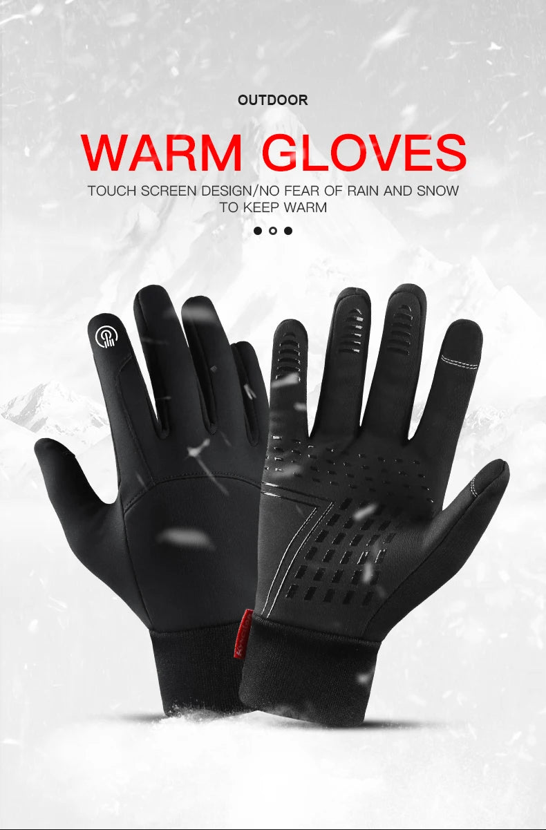 Waterproof Cycling Gloves Winter Touch Screen Bicycle Gloves Outdoor Scooter Windproof Riding Motorcycle Ski Warm Bike Gloves