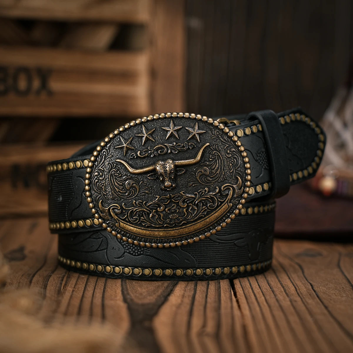 Men & Women-Western-Cowboy-PU Leather-Belts - Vintage Belt Floral Engraved Buckle Belt for Jeans