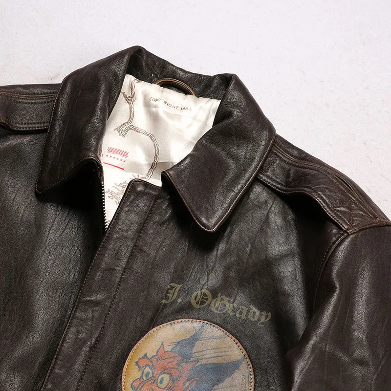 Saipan B29 Bomber Flight Suit Genuine Leather Jacket Men's New Zealand Sheepskin Fat Plus Size Bubble Leather Leather Coat tops