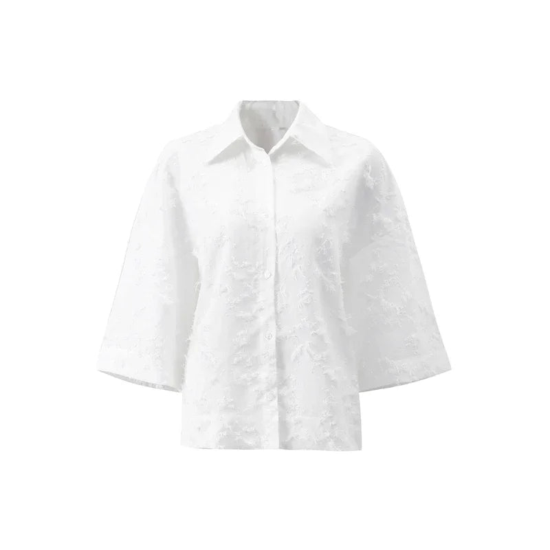 Street Shirt & Skirt Set – Women’s Turn-Down Collar Button Top with High Waist Pleated Skirt – Spring/Summer 2025
