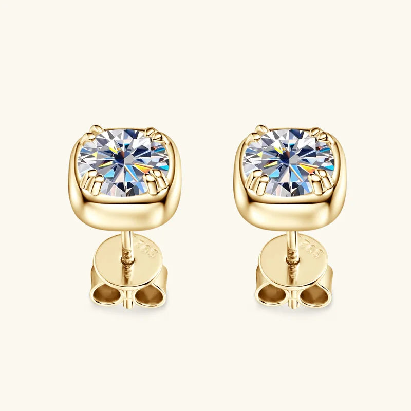 Lnngy Sparkling 6.5MM 1CT Moissanite Earrings For Women Certified 925 Sterling Silver Square Shape Stud Earring 2025 New Jewelry