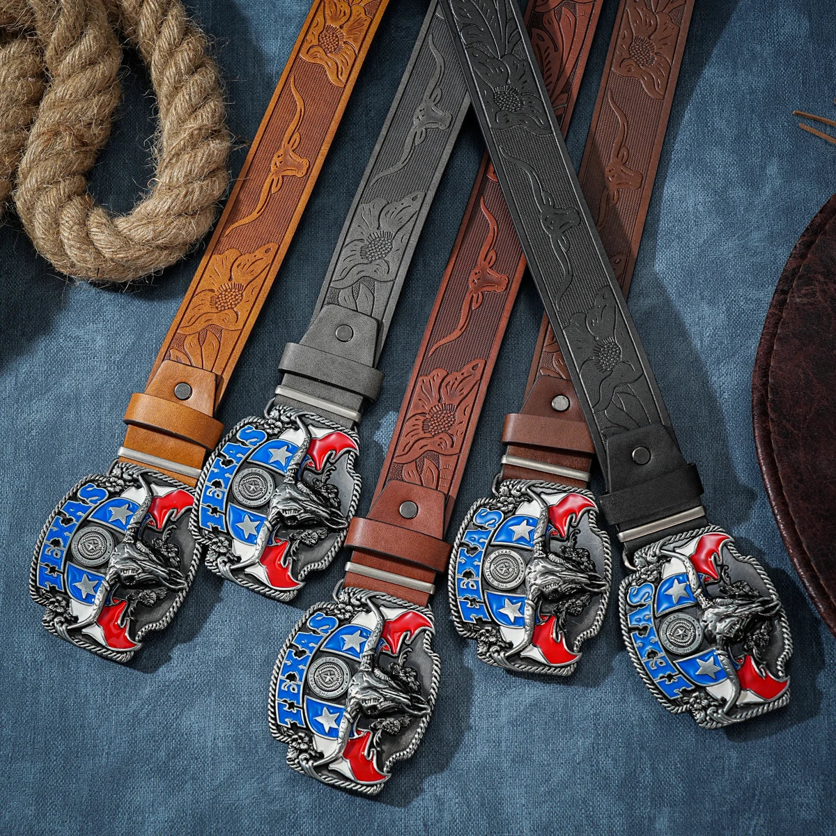 A casual, individual and retro belt, Western-style clothing accessory, metal buckle, PU belt, suitable for both men and women