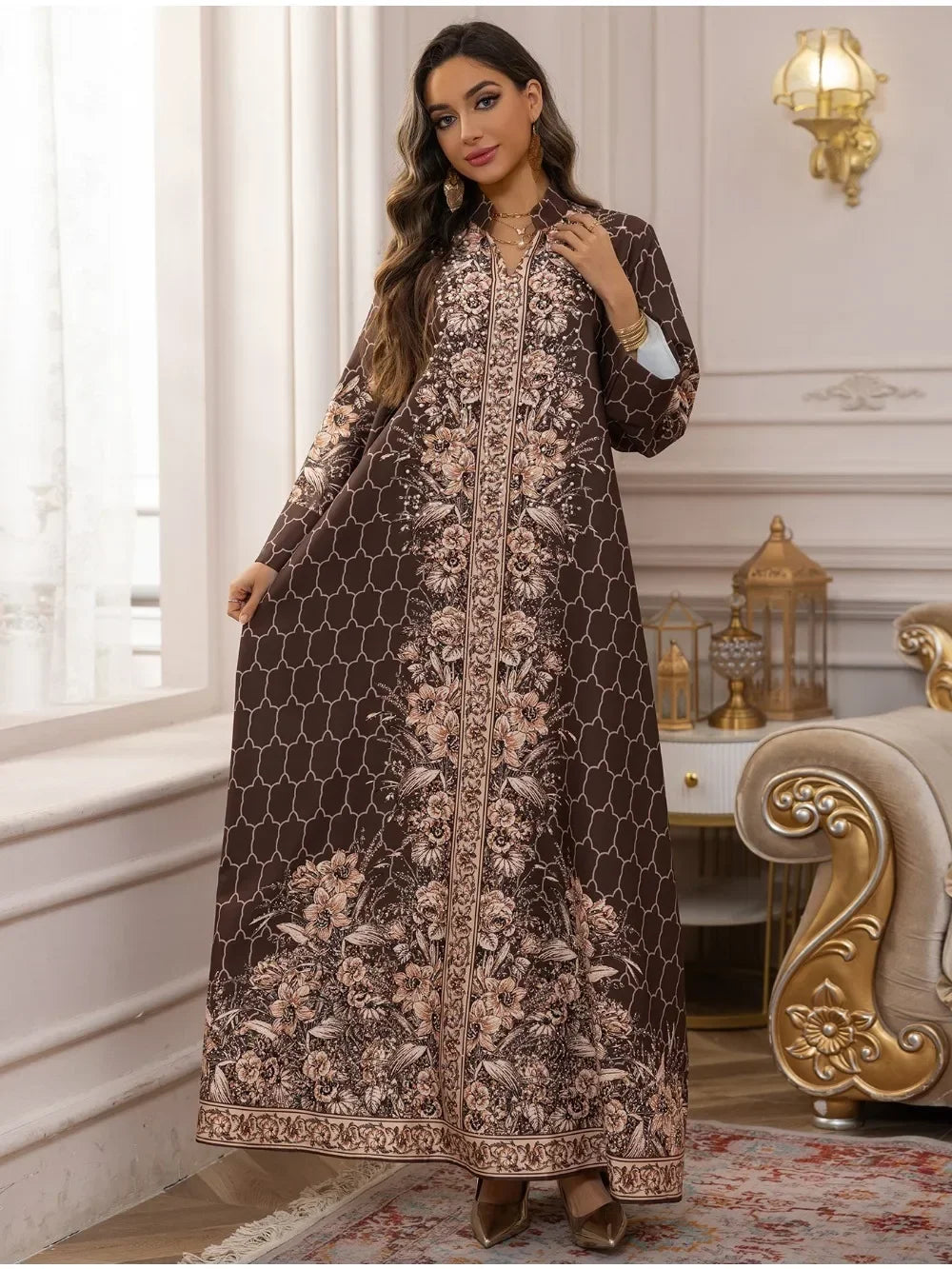 Muslim Dress Women Abaya for Eid Diamond Party Dresses Arab Long Robe Print Abayas Dubai Morocco Kaftan Islam Jalabiya Vestidos