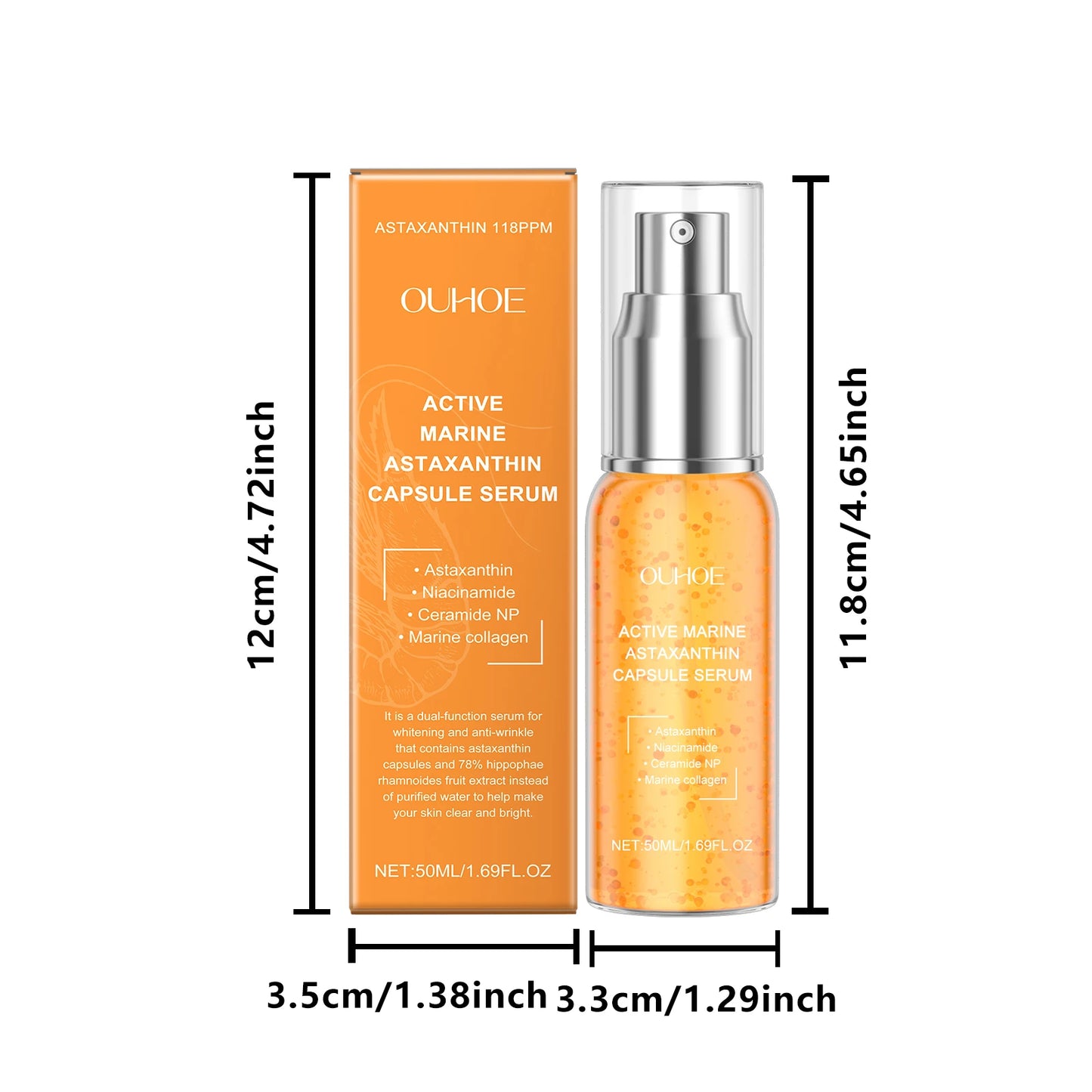 Collagen Astaxanthin Face Serum Fade Dark Spots Pigmentation Anti Aging Rejuvenation Hydrating Brightening Skin Care Essence
