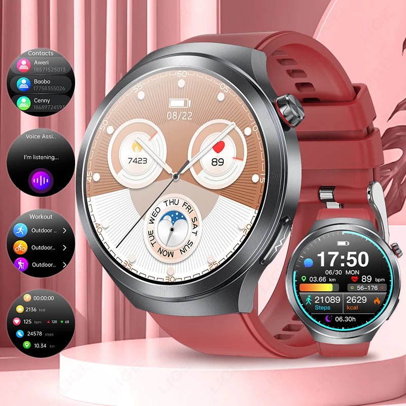 LIGE 2025 ECG Smart Watch Men 1.73” AMOLED Screen Emotional Detection Fatigue Monitoring Watches NFC Access Control Smartwatch