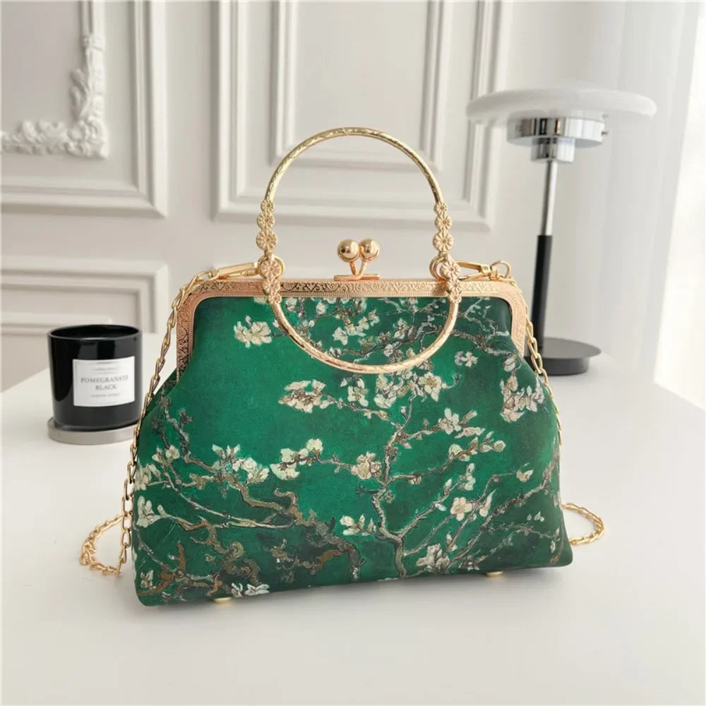 Fashion Chinese Style Banquet Bag Embroidery Pearl Handle Qipao Bag Trendy High Capacity Cosmetic Bag Women