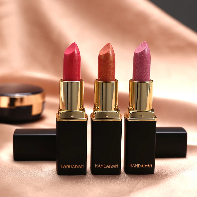 Black tube gold shiny lipstick, pearl moisturizing lipstick 9 colors available