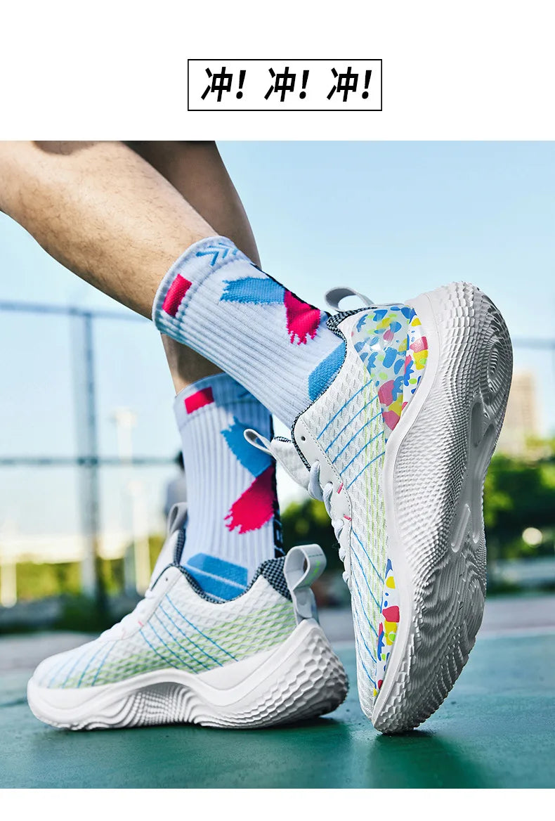 Summer New Men's Casual Shoes Breathable Comfortable Running Large Size Basketball Shoes Fashionable Versatile Couple Shoes