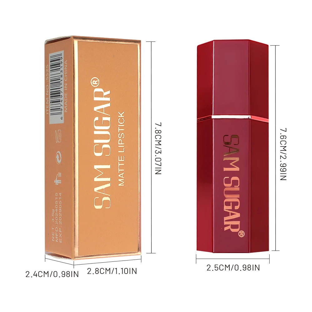 SAM SUGAR 6-Color Matte Lipstick , Non-Stick Cup Long-Lasting Velvet Finish, Smooth Matte Lip Color Waterproof Smudge-proof