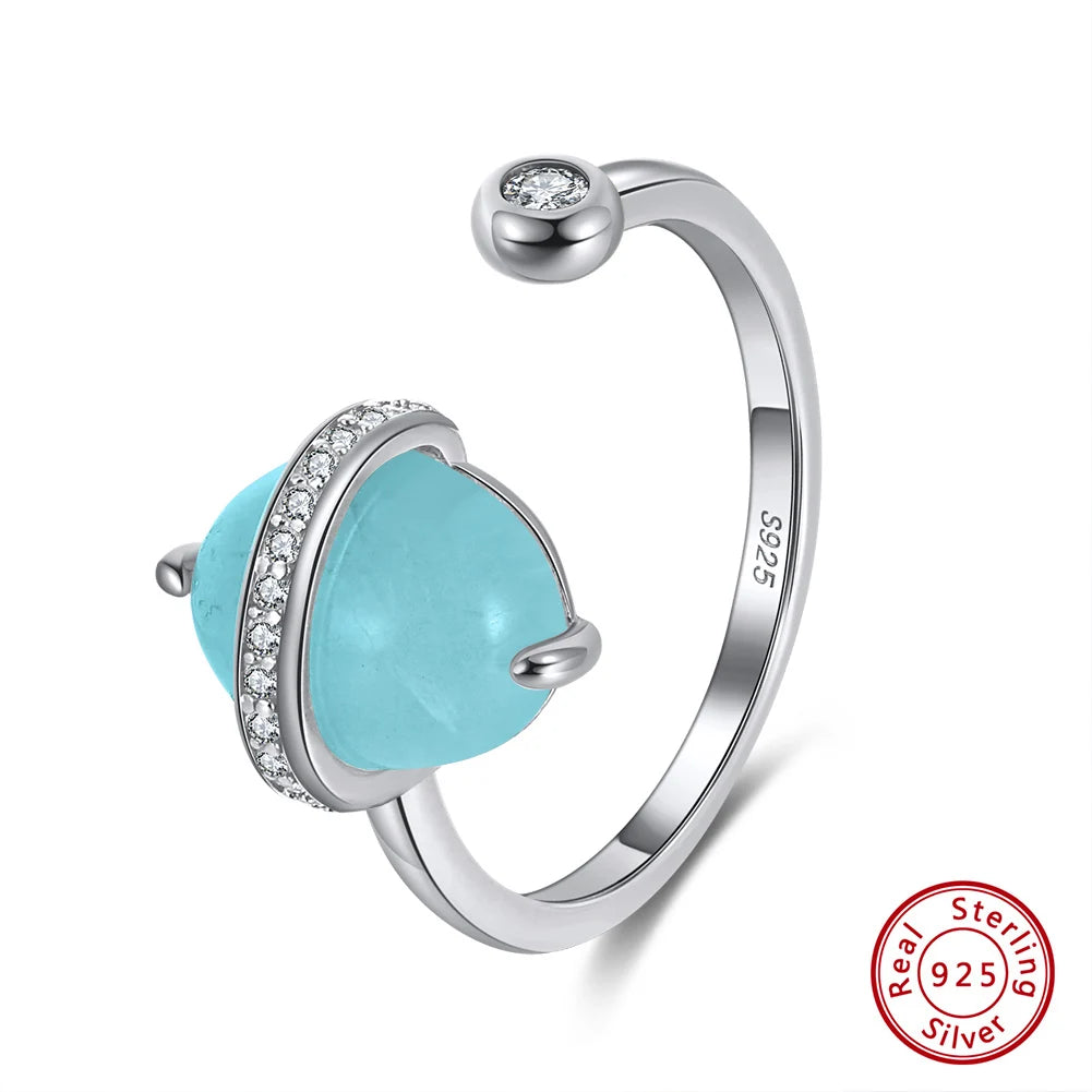 ORSA JEWELS 925 Sterling Silver Natural Aquamarine Earrings Necklace Ring Set 14K Gold Plated for Women Jewelry Sets Gift SSGM04