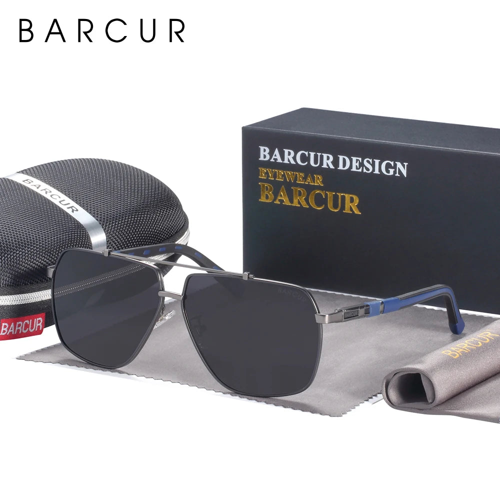 BARCUR Square Mens Sunglasses Polarized Driving Gradient Sun Glasses for Men UV400 Shades Eyewear Oculos Gafas De Sol