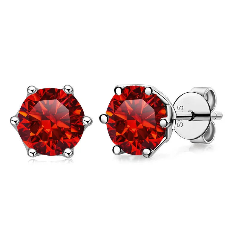 JoyceJelly 1/2/4CT VVS D Color Moissanite Russian Cut 8H8A Lab Diamond Stud Earrings For Women S925 Sterling Silver Fine Jewelry