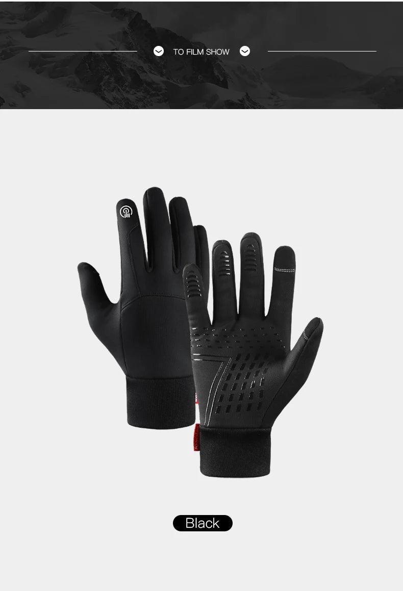 Waterproof Cycling Gloves Winter Touch Screen Bicycle Gloves Outdoor Scooter Windproof Riding Motorcycle Ski Warm Bike Gloves