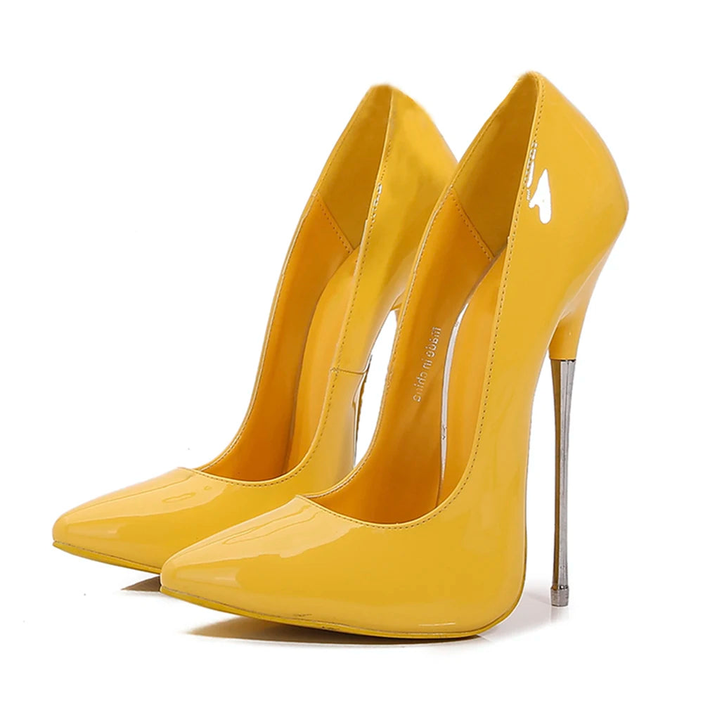 16cm Extreme High Heels All Red Stilettos Sexy Women Black Pumps Fetish Silver Model Party Unisex Shoes Crossdresser Plus Size46