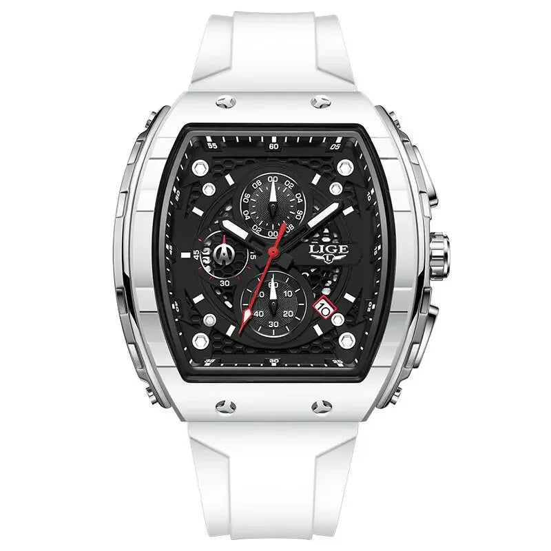 LIGE Top Brand Men's Watches Luxury Square Quartz Wristwatch Waterproof Luminous Chronograph Watch for Men Date Clock