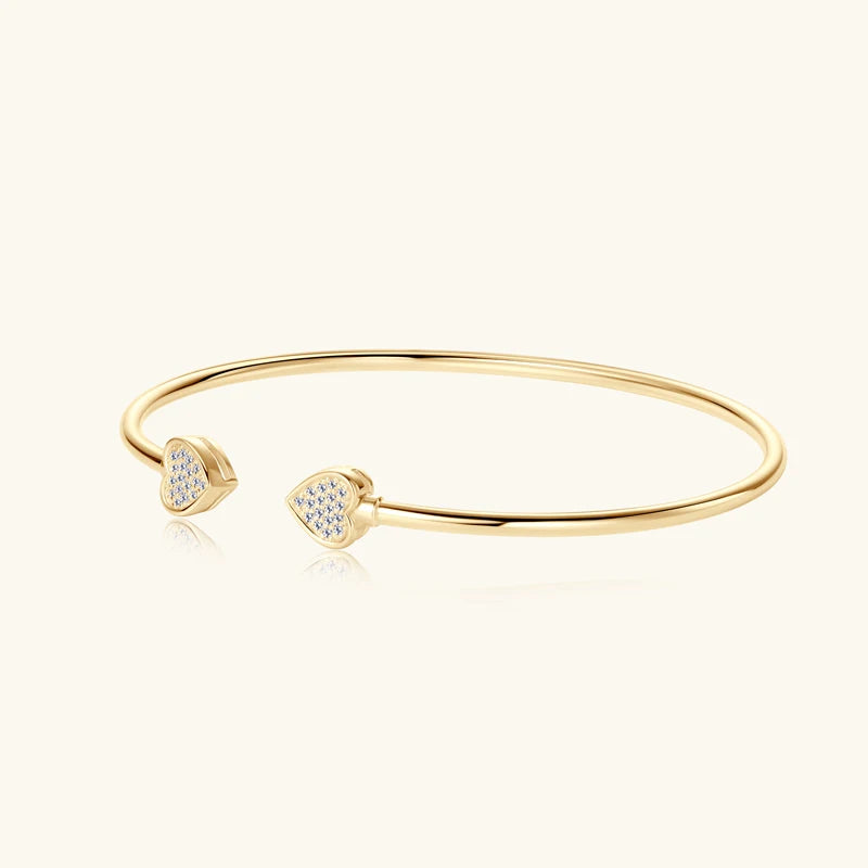 Lnngy Sparkling Moissanite Bracelets For Women Girl Original and Pure 925 Sterling Silver Cuff Bracelet Open Wrist Jewelry Gift