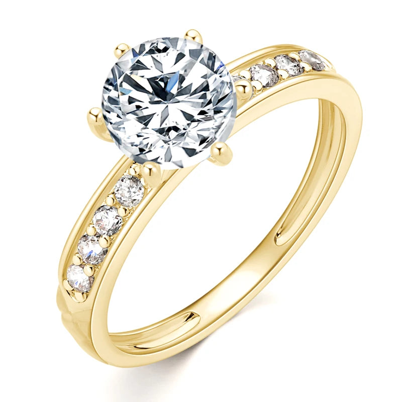 Lnngy Certified 10K Pure Gold Moissanite Ring for Women AU417 Lab Created Diamond Halo Engagement Rings Exquisite Jewelry Gift