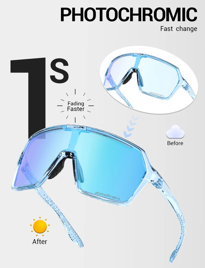 Kapvoe Photochromic Cycling Glasses Baseball Sunglasses UV400 MTB Mountain Bike Transition Bicycle for Women Sports Eyewear