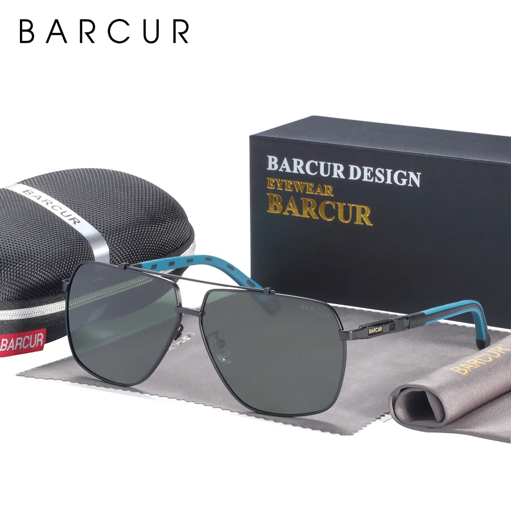BARCUR Square Mens Sunglasses Polarized Driving Gradient Sun Glasses for Men UV400 Shades Eyewear Oculos Gafas De Sol