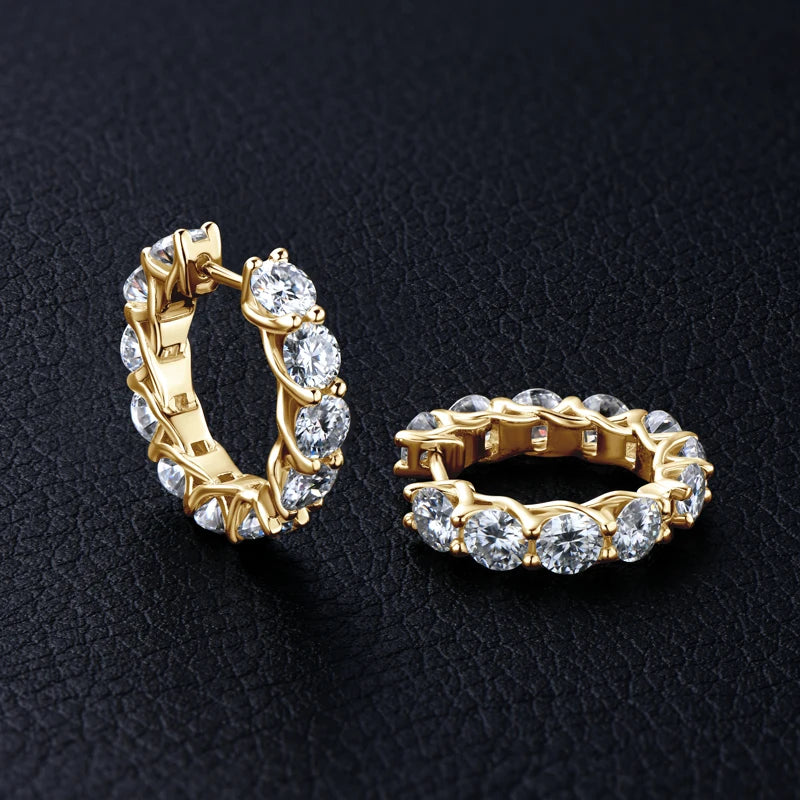 Lnngy Round Cut 4mm 0.3ct Moissanite Earring 925 Sterling Silver Hoop Earrings For Women zilveren oorbellen 925 zilver Jewelry