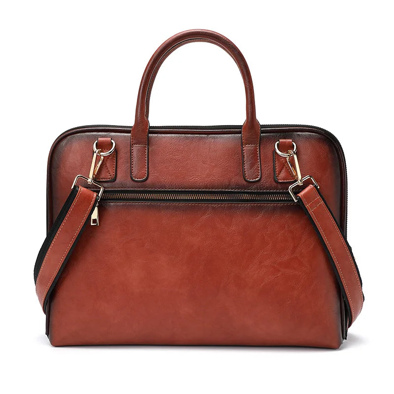 MOTAORA Genuine Leather Tote Bag for Women Embossed Cowhide Work Laptop Computer Bag Durable Office Handbag Stylish Purse