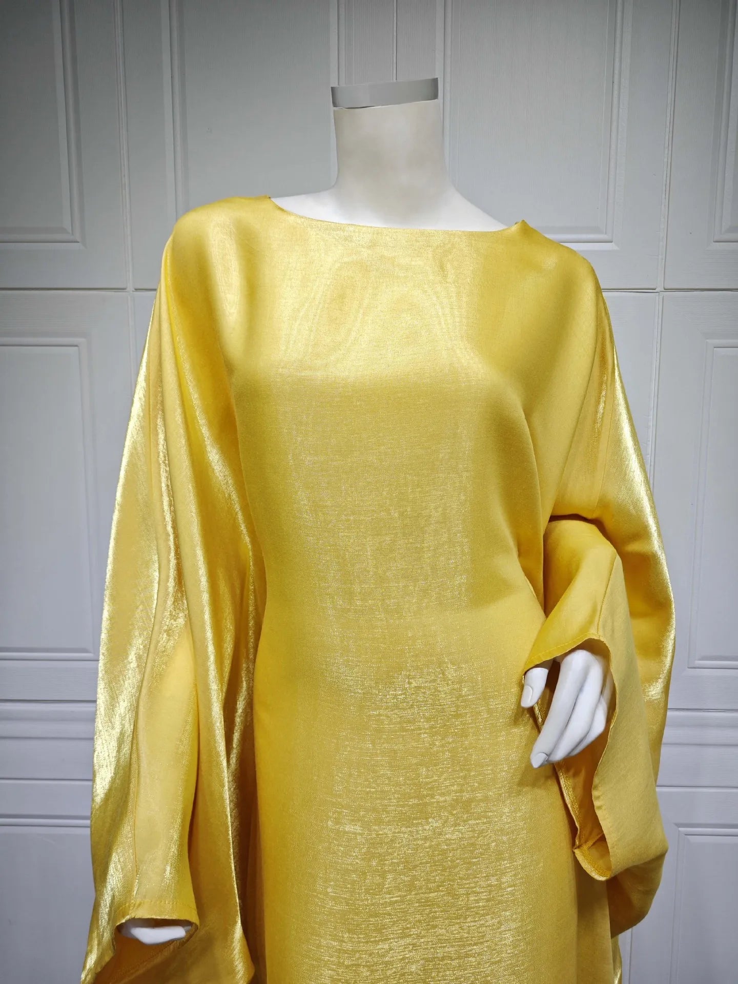 Batwing Butterfly Sleeve Satin Dress Abaya Dubai Muslim Maxi Dress Kaftan Abayas for Women Kebaya Caftan Robe Femme Vestidos