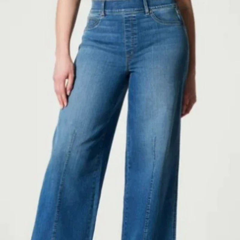 2023 New Solid Color Jeans Women Loose Washed Jeans Women All-Match Micro-Elastic Comfortable Straight Mid-Waist Denim Trousers