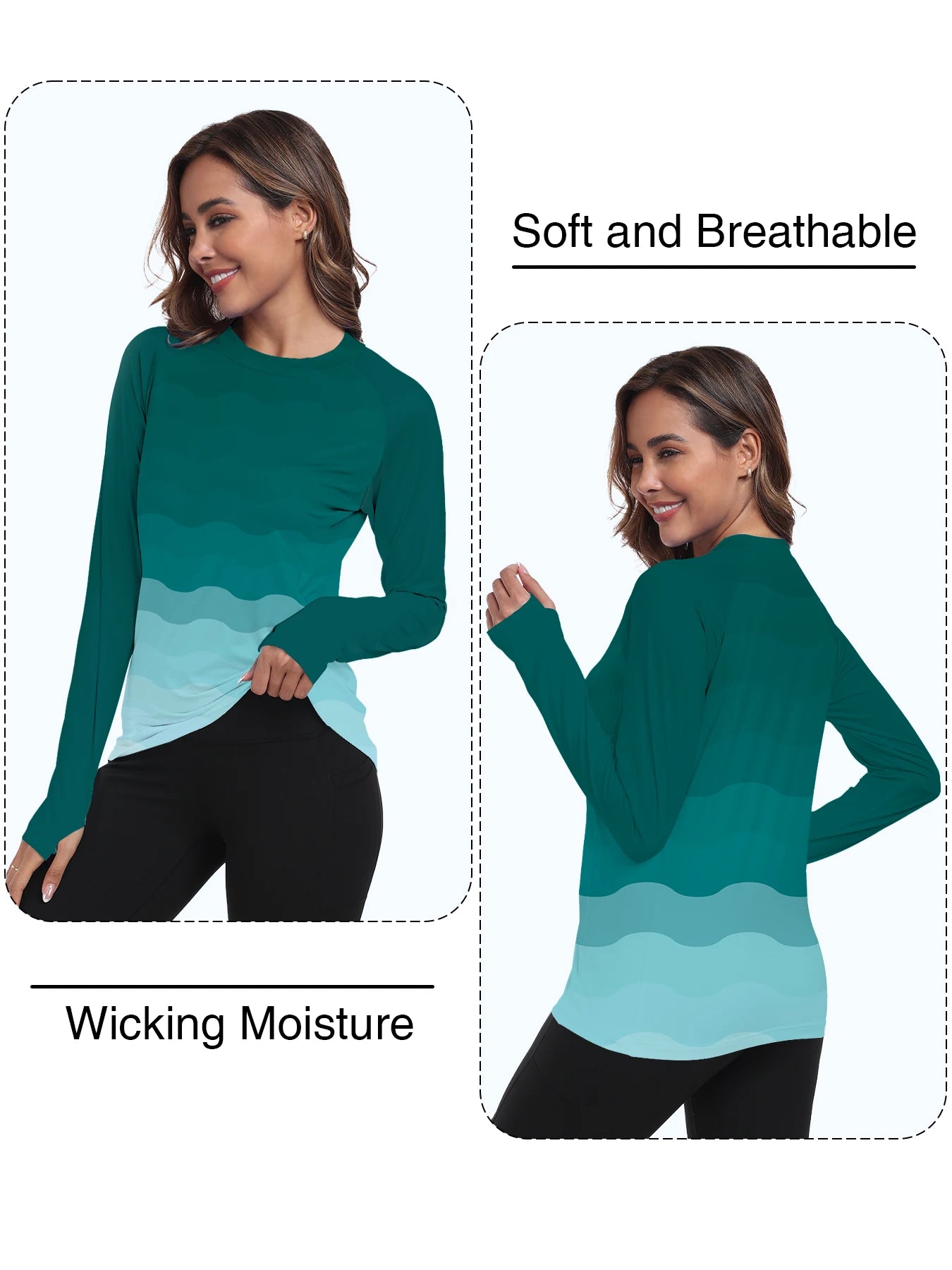 Women's UPF 50+ Sun Shirts Long Sleeve UV Protection Rash Guard Lightweight Quick Dry SPF Hiking Tops Outdoor