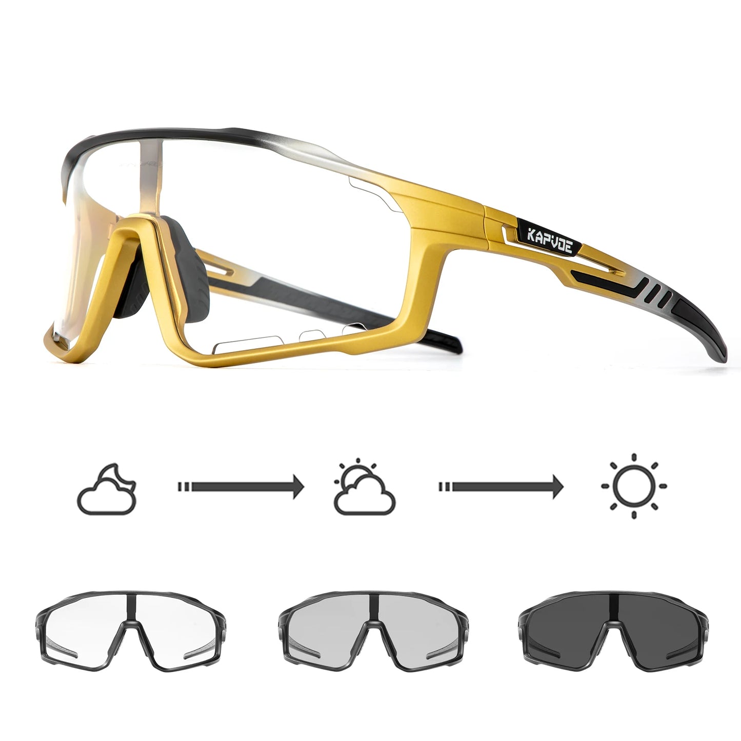 Kapvoe Outdoor Photochromic Sunglasses Anti-fog Cycling Glasses Bike Bicycle Men Women Sports Hiking MTB UV400 Anti-fog Goggles
