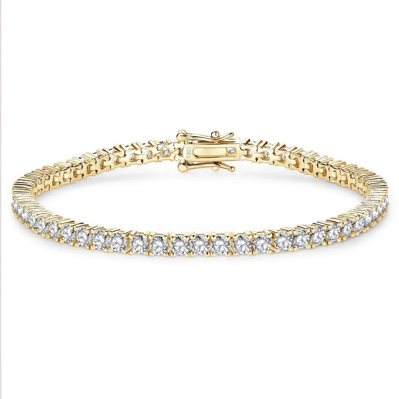 Lnngy 3MM Moissanite Tennis Bracelet With GRA For Women Men Certified 925 Sterling Silver Bracelets Sparkling Hand Jewelry Gift