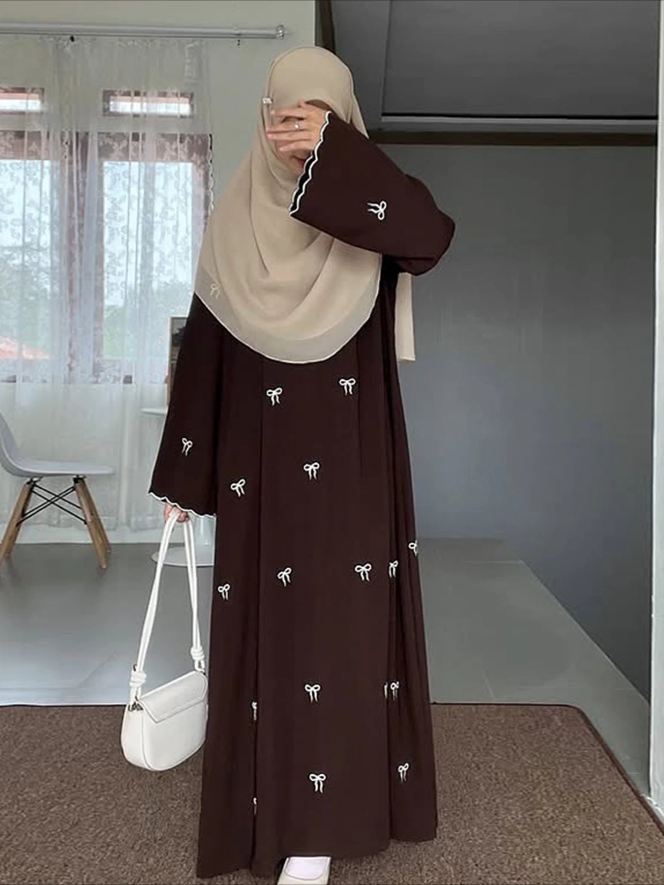 Eid Women Party Dress Muslim Abaya Bow Embroidery Modest Jalabiya Ramadan Long Dresses Abayas Vestidos Largos Kaftan Long Robe