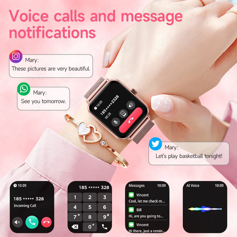 LIGE Fashion 1.83”HD Women Smart Watch Sports Fitness Watch Health Monitoring Digital Men Waterproof Smartwatch Ladies Bracelet