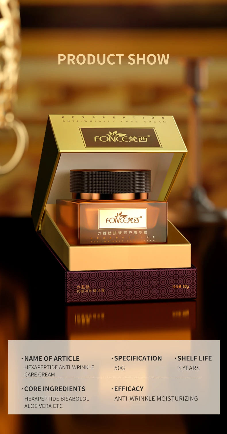 FONCE Hexapeptide Anti-wrinkle Essence Cream, fine line reducing, Moisturizing, nourishing and lifting cream 50g