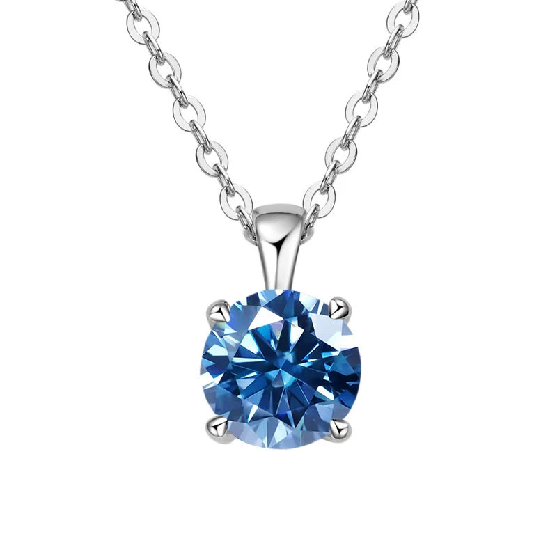 JoyceJelly Classic Four Prong 1ct Moissanite Necklace Women's 925 Sterling Silver Plated 18k Gold Pendant Luxury Fine Jewelry